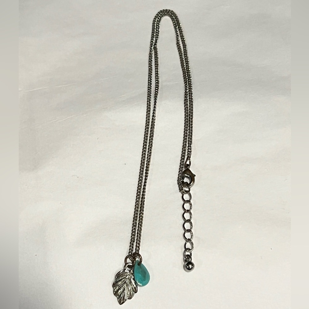 Final Price! Silver leaf and turquoise bead necklace.